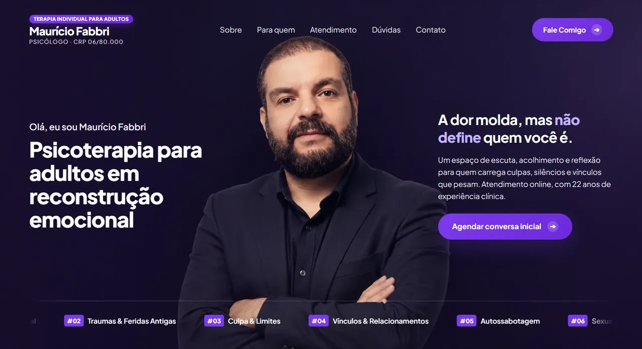 Página inicial do site de Maurício Fabbri