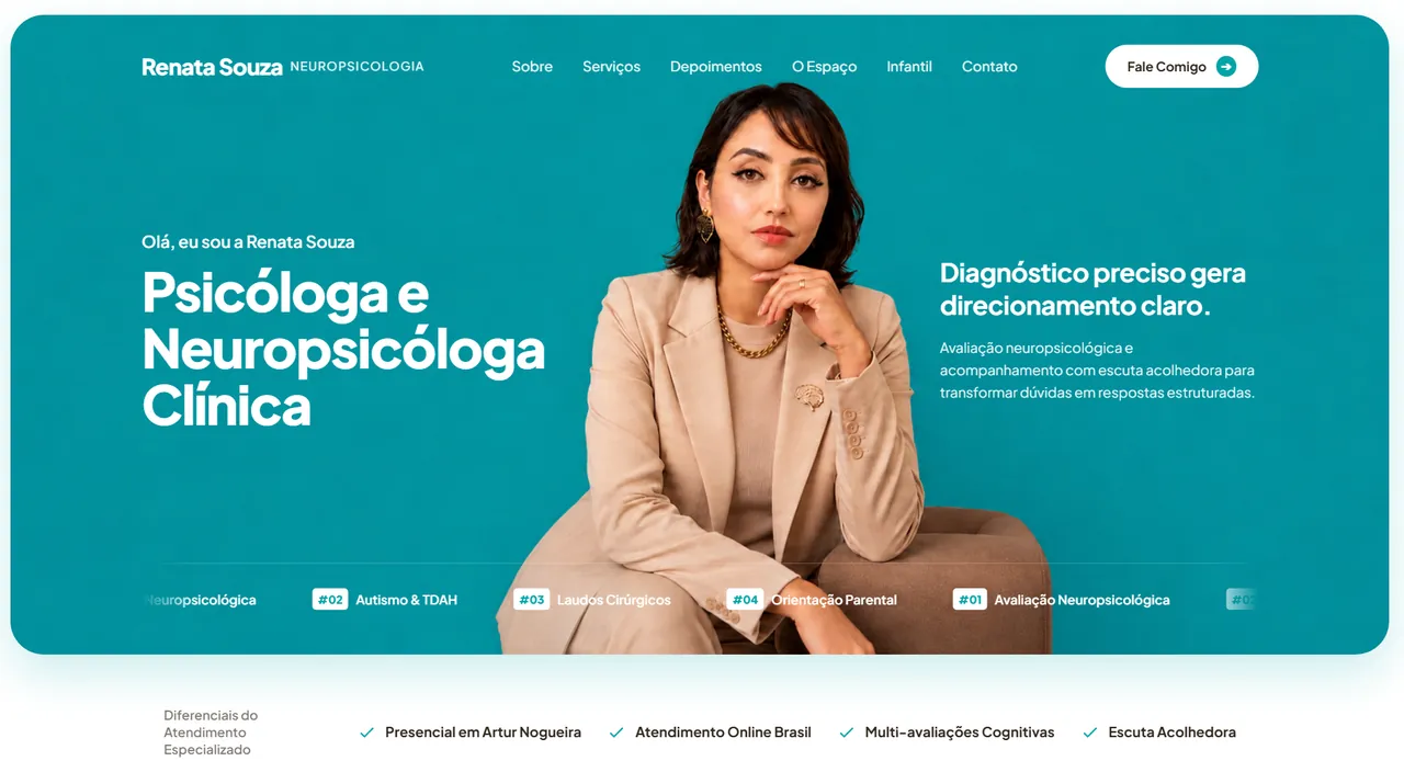 Página inicial do site de Renata Souza
