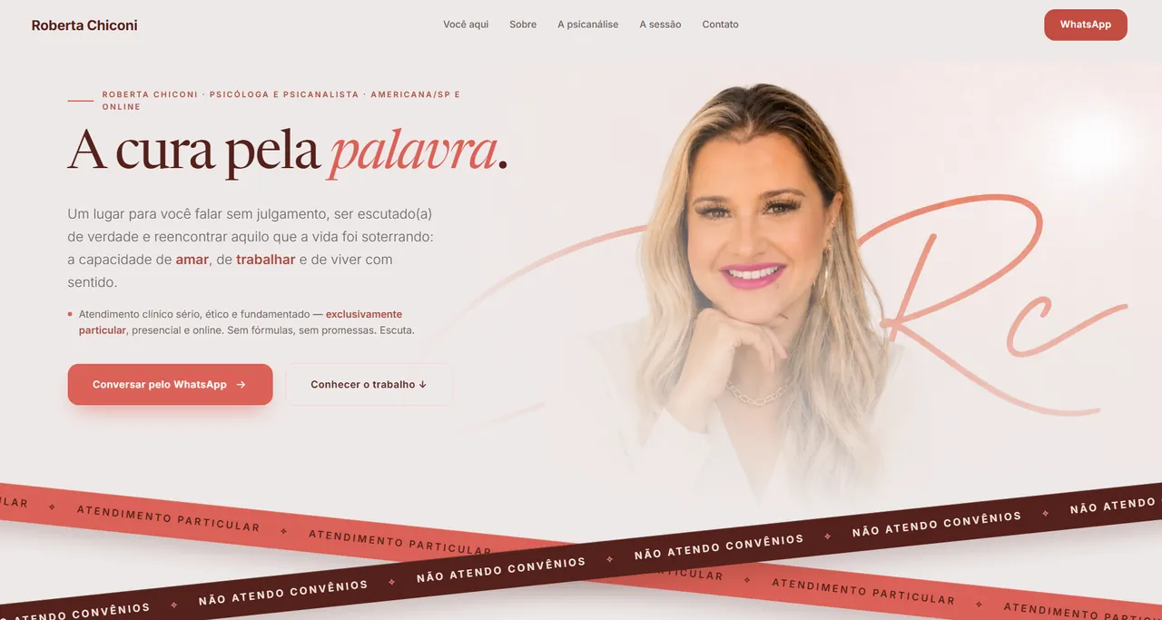 Página inicial do site de Roberta Chiconi
